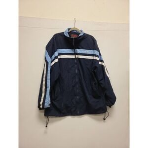 FUBU Windbreaker Jacket Mens XL Full Zip Blue White 90s Vintage Outerwear